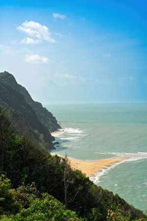 Mountain and sea in Besut, Terengganu, Malaysia.の写真素材