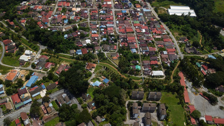 Top view of Kuala Kubu Baharu old town in Hulu Selangor.の写真素材