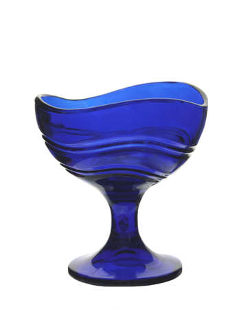 Decorative blue glass, cup on fruit salad and nextの写真素材