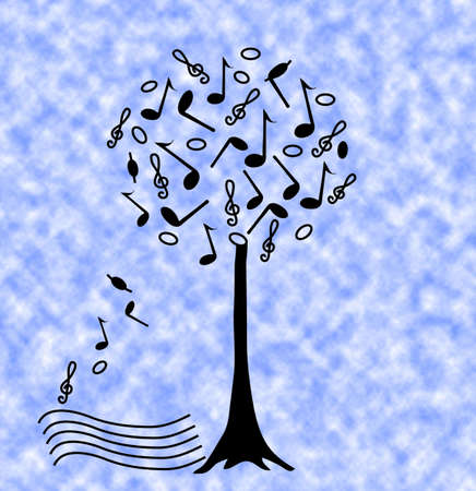 Music tree, illustration hand drawingの写真素材