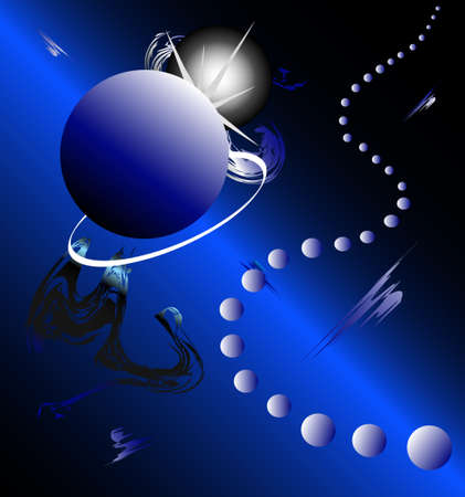 A space scene with planets in the blue backgroundのイラスト素材
