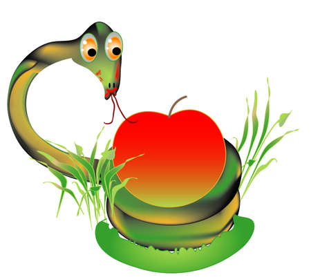 Symbols, Viper with a red appleのイラスト素材