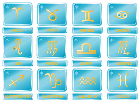 Set zodiac signs, objects white isolated のイラスト素材