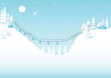 Winter mountain landscape with a ski lift,sample for textのイラスト素材