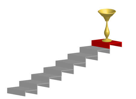 stairs with the winning cup, graph, vectorのイラスト素材