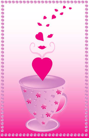 The pink background with a cup full of love のイラスト素材