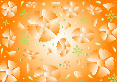 Floral orange background, vectorのイラスト素材