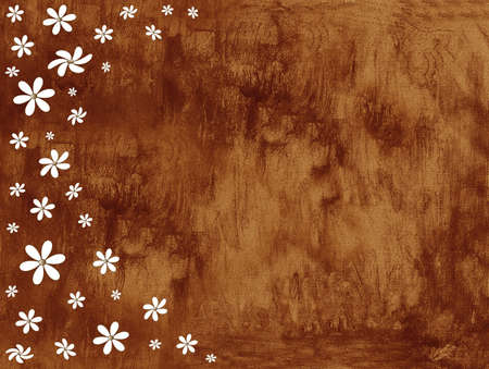 Retro paper texture with white flowersの写真素材