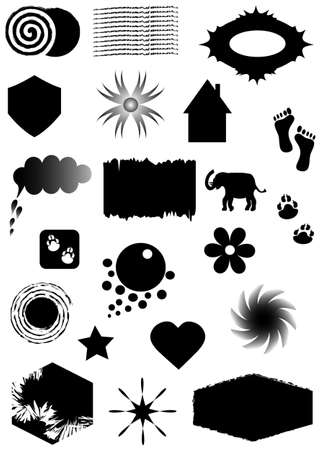Set silhouettes black shapes and symbols, vectorのイラスト素材