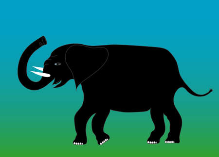 black silhouette of an elephant for good luck, vectorのイラスト素材