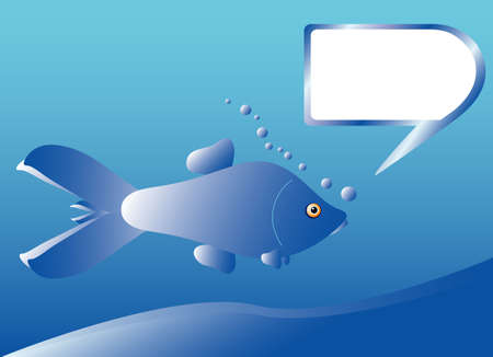 Blue fish with bubble frame for textのイラスト素材