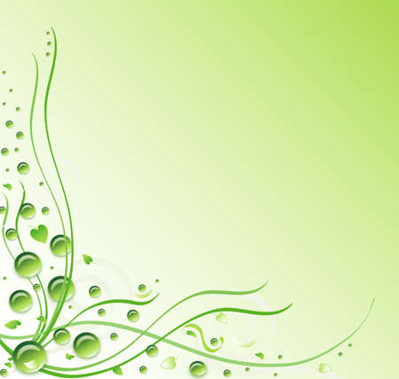 Green background with dew, grass and dropsのイラスト素材