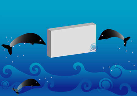 Illustration with dolphins and cardのイラスト素材