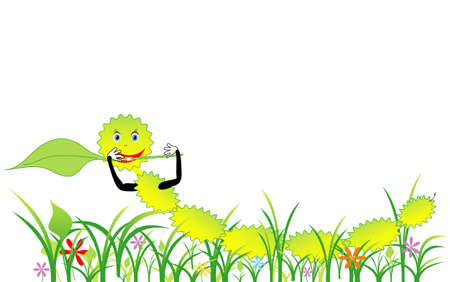 Happy caterpillar pest nature, vectorのイラスト素材