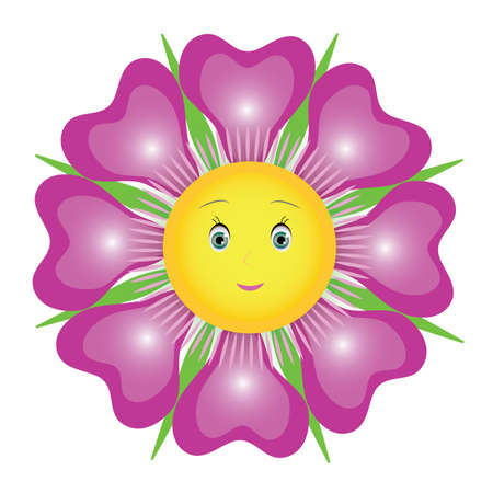 Vector Violet purple flower cartoon.のイラスト素材