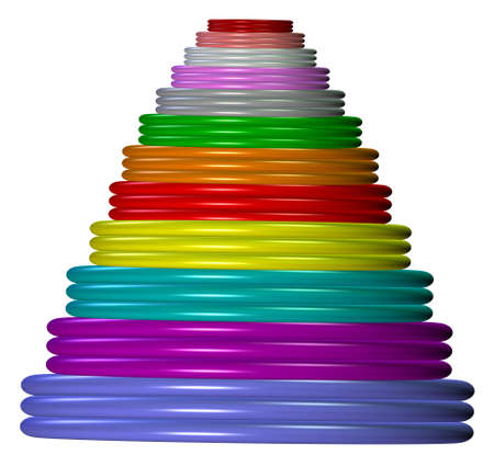 Object with palette of colors in the shape of a shiny pyramid in 3Dの写真素材