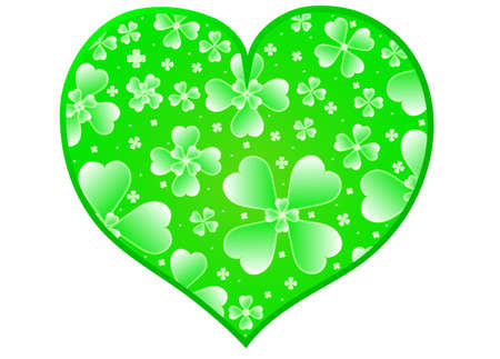 Quatrefoil leaf clover in heart shape, object isolated in vector.のイラスト素材