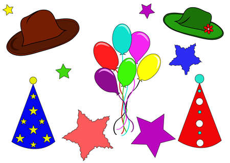Party Entertainment Symbols on Card, Objects Isolated. Vector.のイラスト素材
