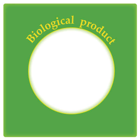 Simple green Bio design theme with white frame. Green sticker with white circular frame for your text, in vector format and jpg.のイラスト素材