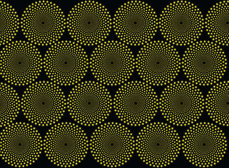 Wallpaper with a yellow pattern with stars-shaped circles. Vector.