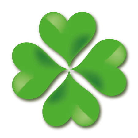 Abstract symbolic four-leaf clover for good luck. Illustration of green plant Cloverleaf in vector...