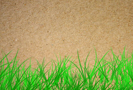 Photograph of sepia paper with painted motif of lawn. The background over the grass is with empty space for your text.の写真素材