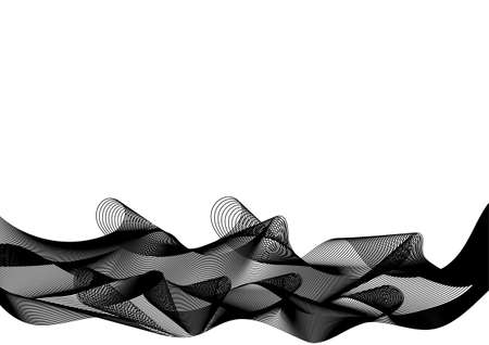 Black banner wave stripes contrasting on a white background. Isolated. Abstract curly lined ribbons, blender pattern in vector and jpg format.のイラスト素材