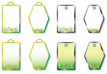 Set of variations of natural labels, stickers, frames, banners, isolated objects. Blank collection of frames with shapes and nature motifs for advertising and shopping. Labels are blank for text in vector and jpg formats.のイラスト素材