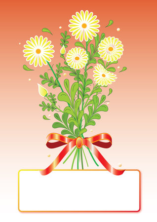 Bouquet, floral greeting card with yellow flowers. Big bouquet of love, format in vector and jpg. Frame for your text.のイラスト素材