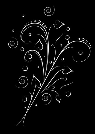 abstract floral ornament on a black background, vector illustration, epsのイラスト素材
