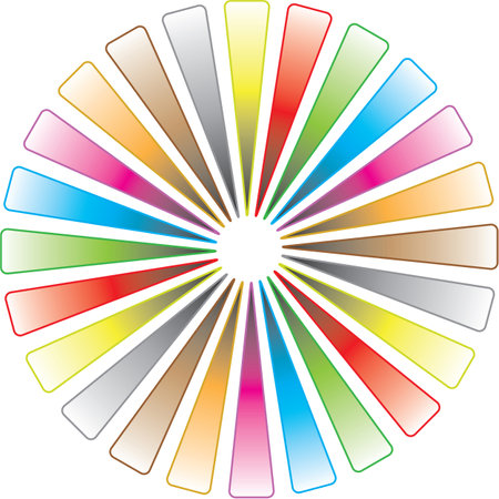 Illustration of an object of a colorful target palette of colors. Target circle ray with spectrum of rainbow colors. Vector and jpg format. Isolated.のイラスト素材