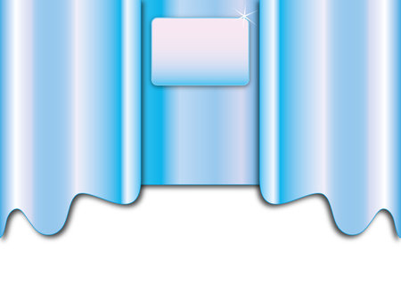 Vector blue curtain background with frame. White and blue backdrops with copyspace with isolated white space and frame for text.のイラスト素材