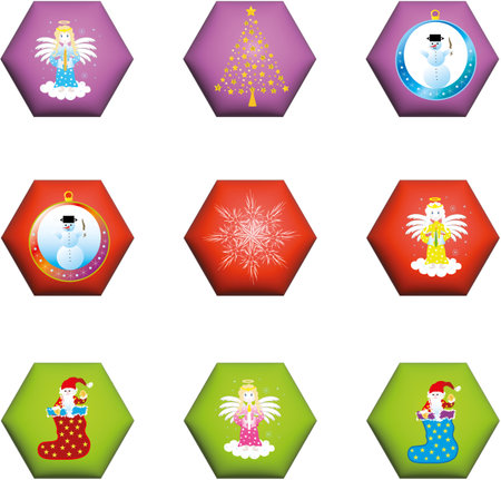 set of Christmas buttons, iconsのイラスト素材