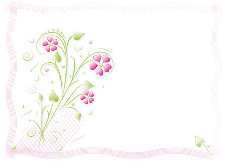 Vintage background with pink flowers, vector illustration. Vector decorative card with bouquet, empty frame design. Abstract illustration, place for your text. White background.のイラスト素材