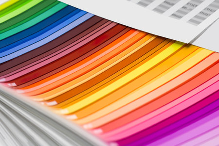 Color page background lines with a palette of samples. Chart, paper colorful quide, iridescent...