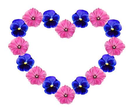 Natural decoration of flowers in form of heartの写真素材