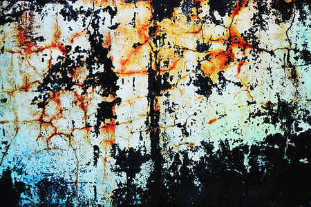 Colorful wall with cracksの写真素材