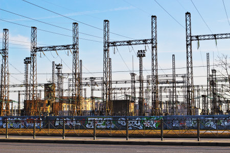 Transforming station in cityのeditorial素材