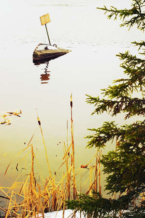 Berth in the spring. Focus on the plateの写真素材