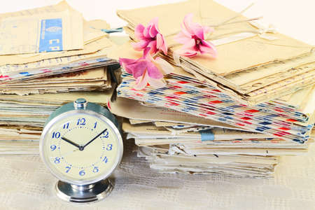 The memory of the past. Stacks of old personal lettersの写真素材