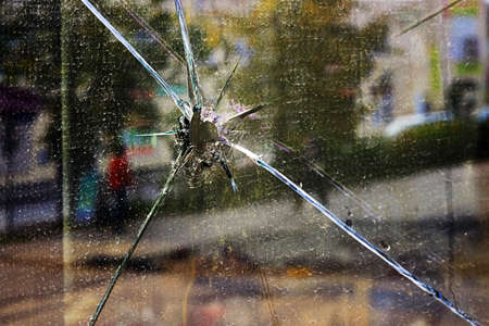 Dirty broken shopwindow