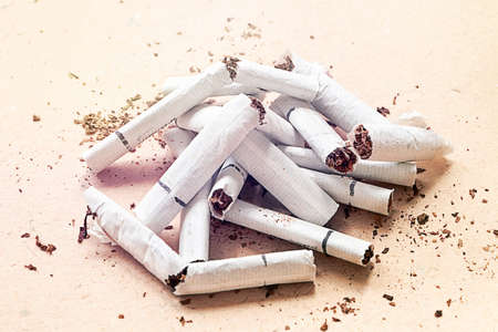 Heap of the broken cigarettesの写真素材