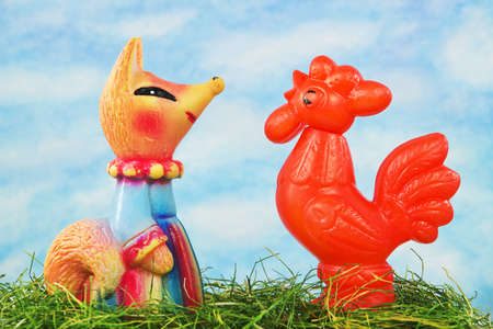 Scene from folk tales - the fox and the cock. Mass production in USSR, 1970-1980の写真素材