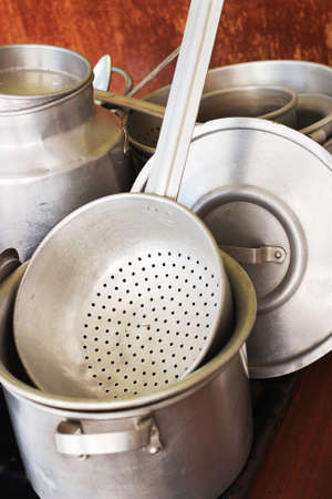 Old aluminum kitchen utensils