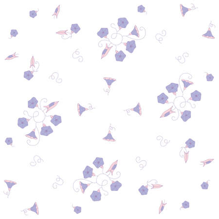 Stylized seamless pattern from the blue wild flowers bindweeds on white background.のイラスト素材