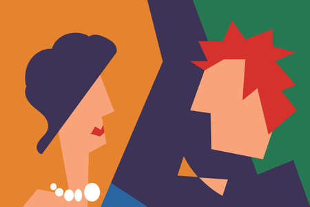 Lady and gentleman. Concept vector illustration