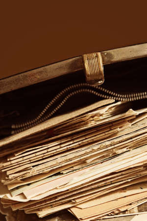 Postage correspondence and other documents of 20 centure in an open vintage handbag