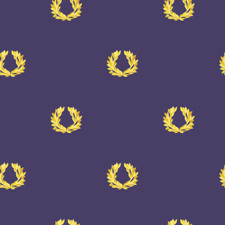 Seamless pattern with Laurel Wreath on dark violet backgroundのイラスト素材