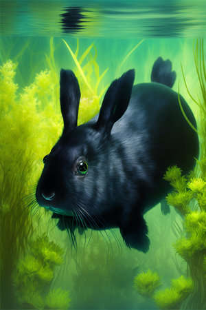 Black a completely water rabbit is a symbol of 2023 to the Chinese calendar. Generative AI technologyの素材