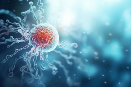 The biological liquid with active virus globule as scientific backgroundの素材